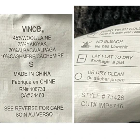 VINCE Yak/Wool Tan Taupe Ombre Hooded Cardigan Sz Small - Picture 12 of 13